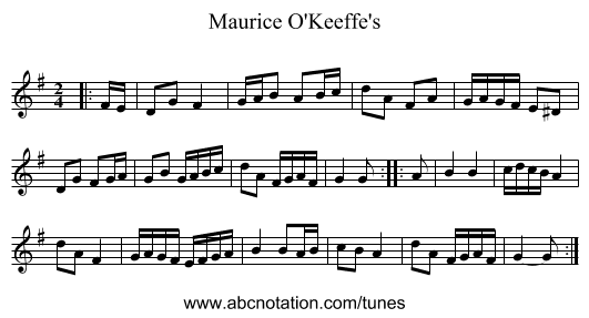 Maurice O'Keeffe's - staff notation
