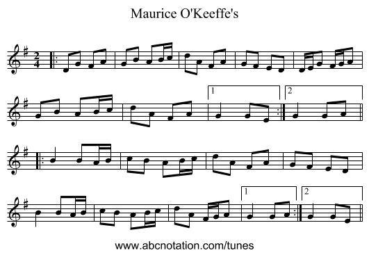 Maurice O'Keeffe's - staff notation