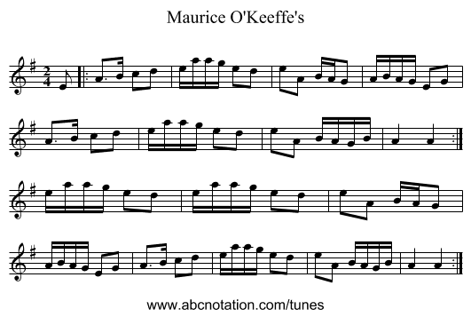 Maurice O'Keeffe's - staff notation