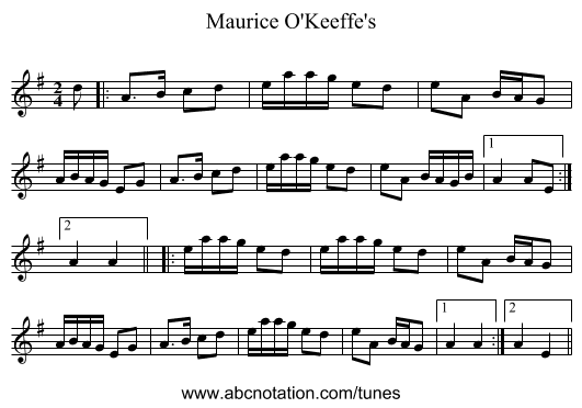 Maurice O'Keeffe's - staff notation