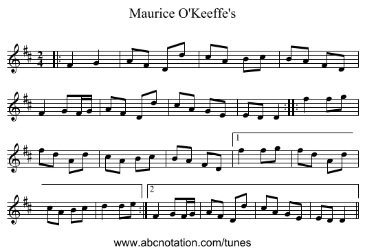 Maurice O'Keeffe's - staff notation