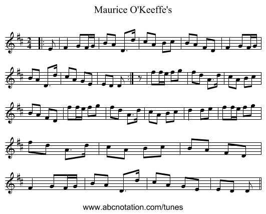 Maurice O'Keeffe's - staff notation
