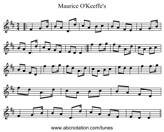 Maurice O'Keeffe's - staff notation