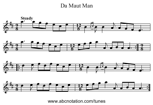 Maut Man, Da - staff notation