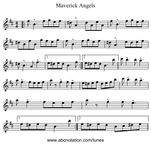 Maverick Angels - staff notation