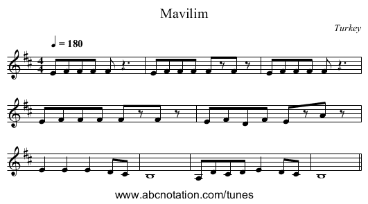 Mavilim - staff notation
