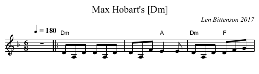 Max Hobart's [Dm] - staff notation