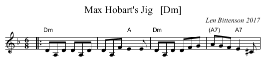 Max Hobart's Jig   [Dm] - staff notation