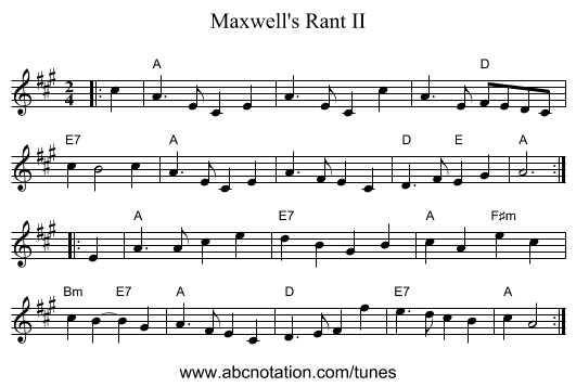 Maxwell's Rant II - staff notation