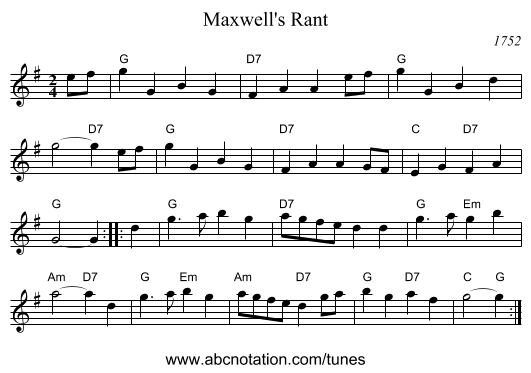 Maxwell's Rant - staff notation