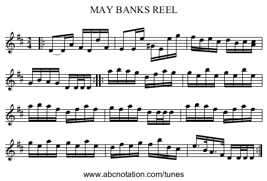 MAY BANKS REEL - staff notation