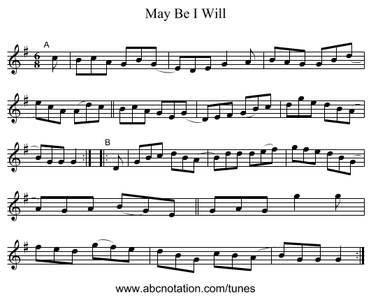 May Be I Will - staff notation