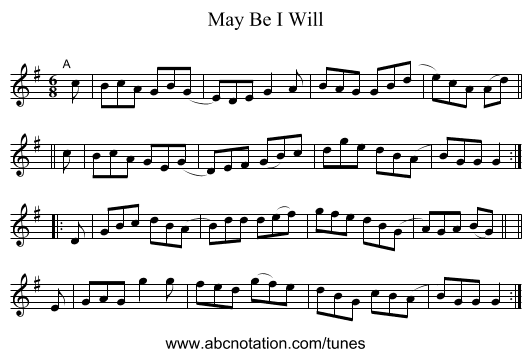 May Be I Will - staff notation