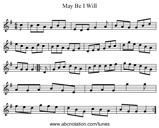 May Be I Will - staff notation