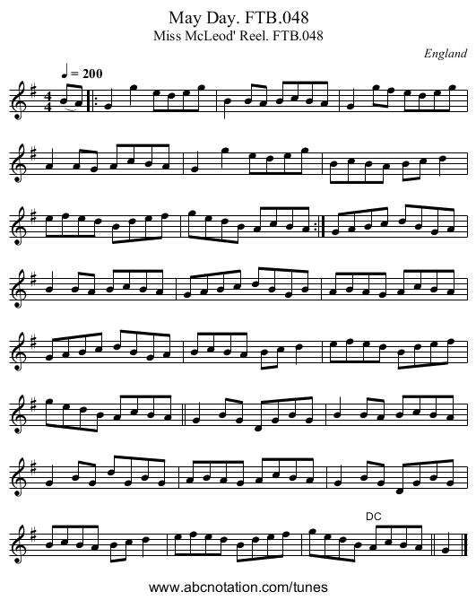 May Day. FTB.048 - staff notation