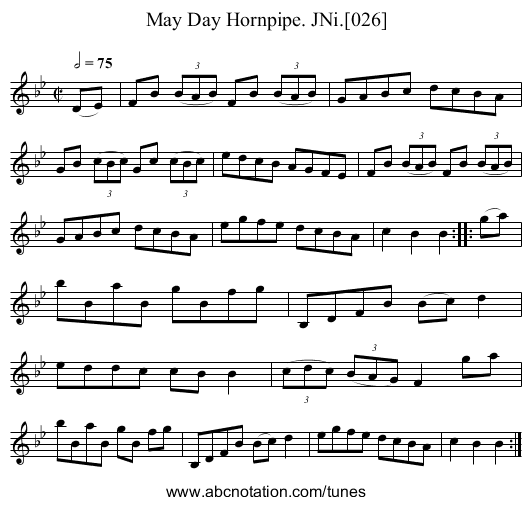 May Day Hornpipe. JNi.[026] - staff notation
