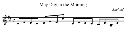 May Day in the Morning - staff notation