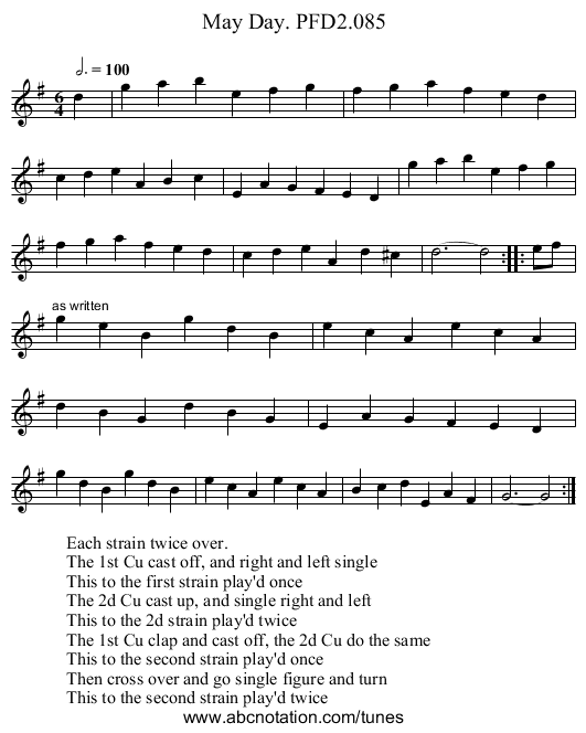 May Day. PFD2.085 - staff notation