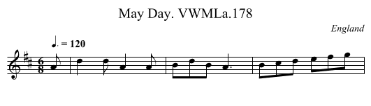 May Day. VWMLa.178 - staff notation