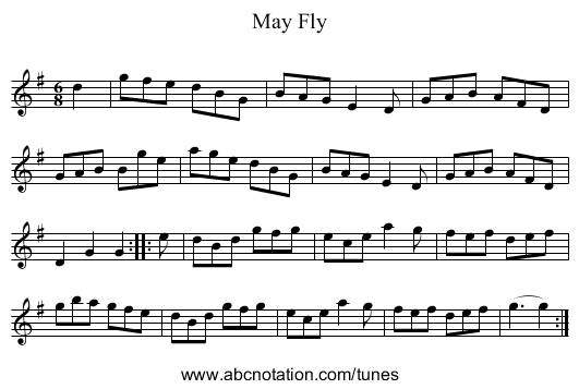 May Fly - staff notation
