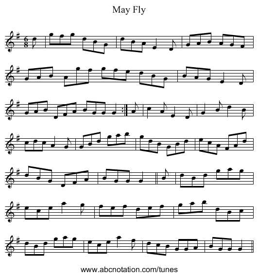 May Fly - staff notation