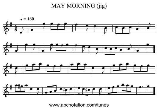 MAY MORNING (jig) - staff notation