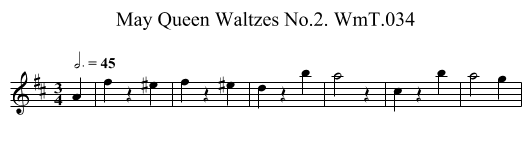 May Queen Waltzes No.2. WmT.034 - staff notation