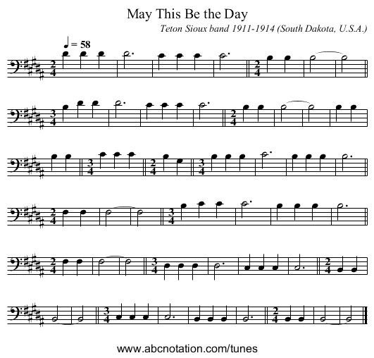May This Be the Day - staff notation