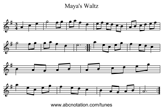 Maya's Waltz - staff notation