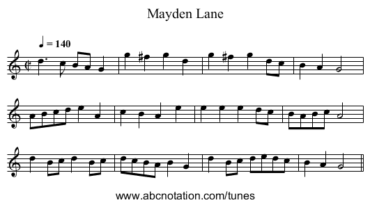 Mayden Lane - staff notation