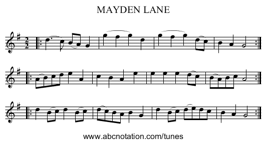 MAYDEN LANE - staff notation
