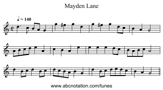Mayden Lane - staff notation