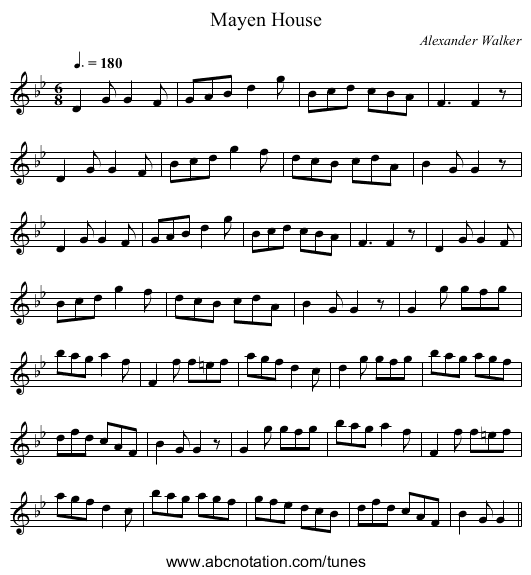 Mayen House - staff notation