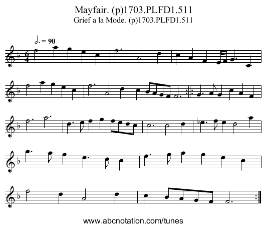 Mayfair. (p)1703.PLFD1.511 - staff notation
