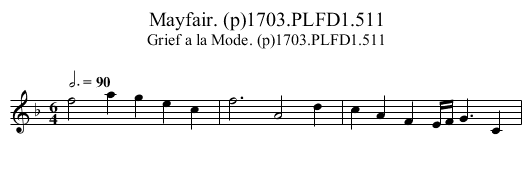 Mayfair. (p)1703.PLFD1.511 - staff notation