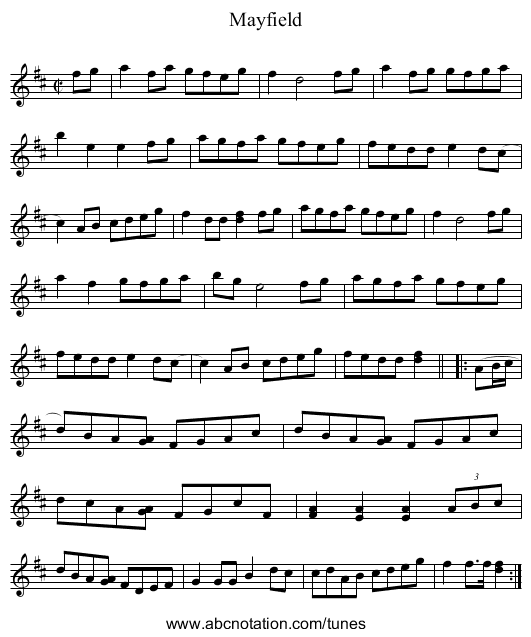 Mayfield - staff notation