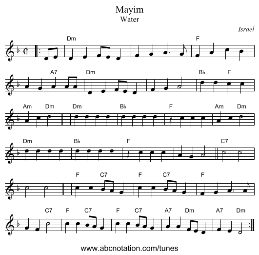 Mayim - staff notation