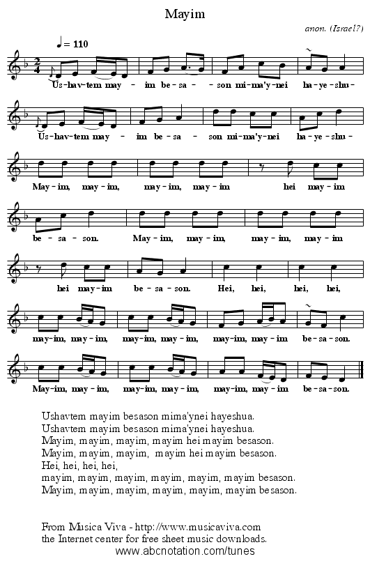 Mayim - staff notation