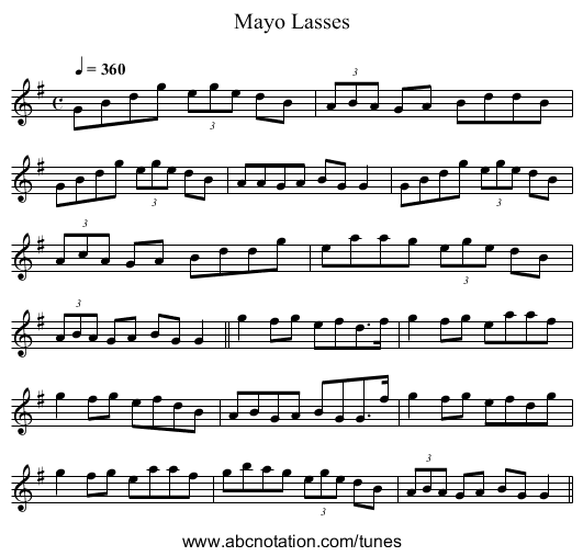 Mayo Lasses - staff notation