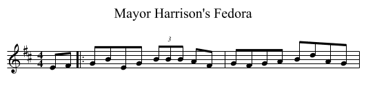 Mayor Harrison's Fedora - staff notation