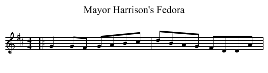 Mayor Harrison's Fedora - staff notation
