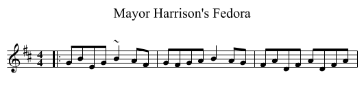 Mayor Harrison's Fedora - staff notation