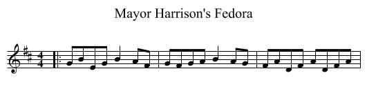 Mayor Harrison's Fedora - staff notation