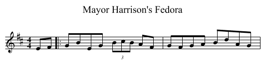 Mayor Harrison's Fedora - staff notation
