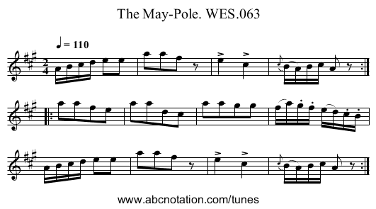 May-Pole. WES.063, The - staff notation