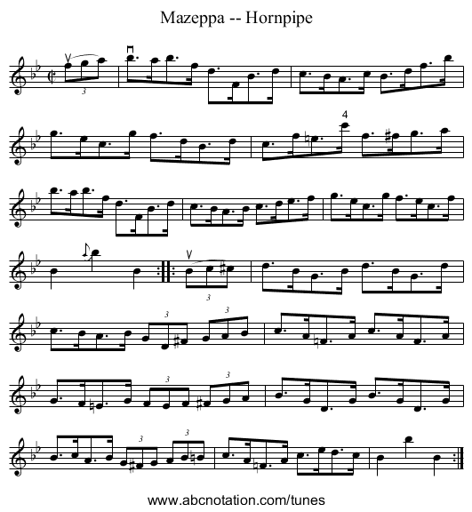 Mazeppa -- Hornpipe - staff notation