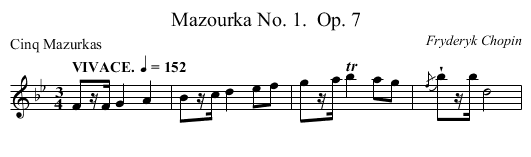 Mazourka No. 1.	 Op. 7 - staff notation