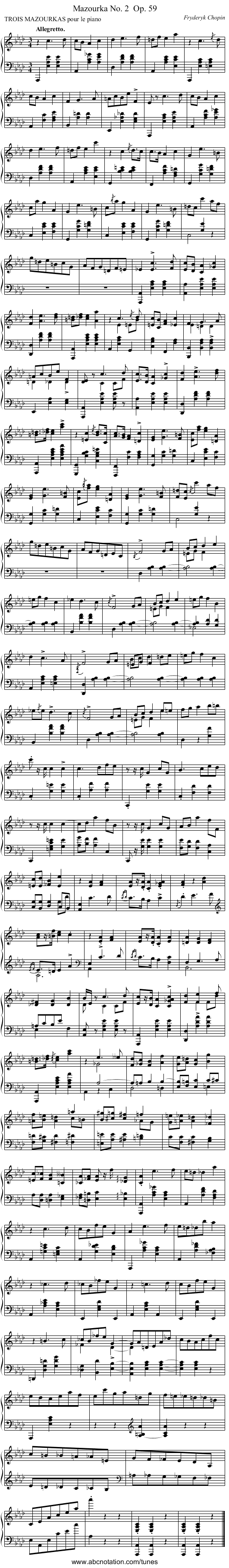 Mazourka No. 2	 Op. 59 - staff notation