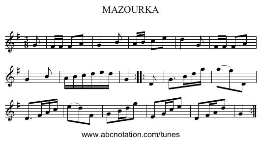 MAZOURKA - staff notation