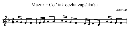 Mazur – Co? tak oczka zap?aka?a - staff notation